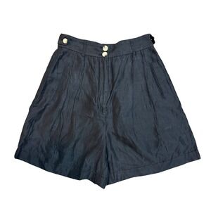 Aritizia Wilfred‎ Le Fou Shorts Black Silk Linen High Waist Pleated Womens 4